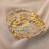 Vintage Enamel Evil Eye Bracelet Stainless Steel Cuff Bangle