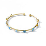 Vintage Enamel Evil Eye Bracelet Stainless Steel Cuff Bangle