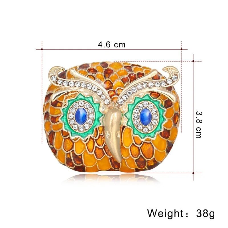 Vintage Owl Brooch Pin Crystal Rhinestone Jewelry