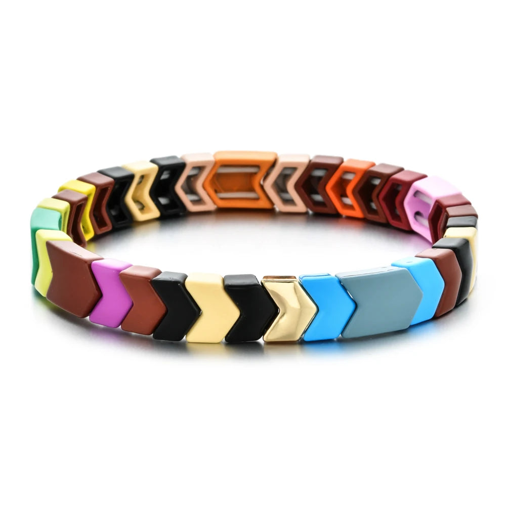 Vintage Enamel Tile Bracelets Stackable Arrow Bracelet