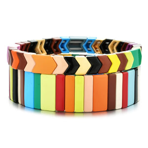 Vintage Enamel Tile Bracelets Stackable Arrow Bracelet