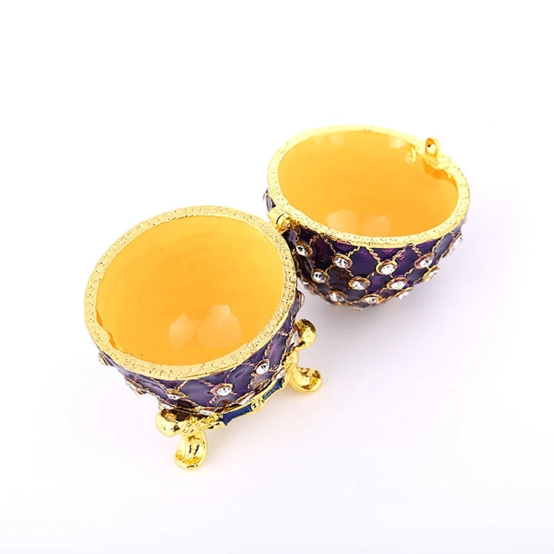 Enamel Easter Egg Trinket Holder Metal Jewelry Box