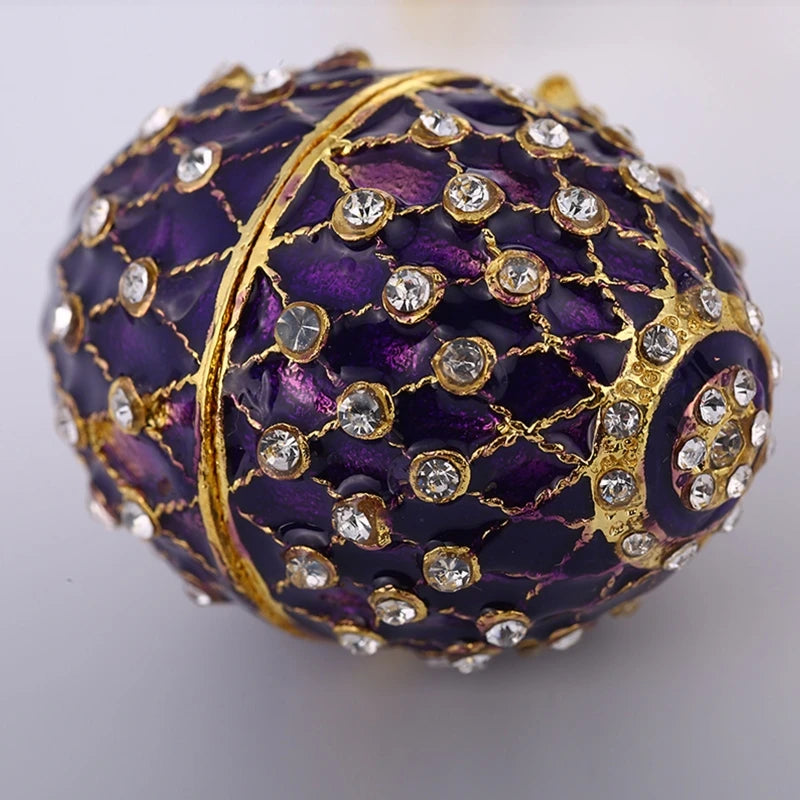 Enamel Easter Egg Trinket Holder Metal Jewelry Box