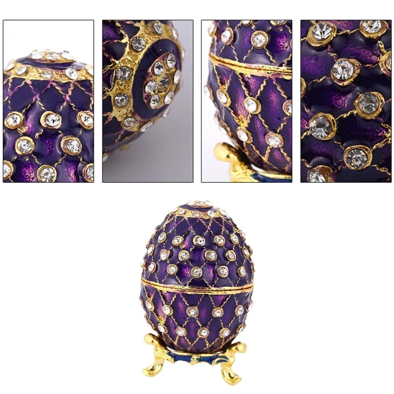 Enamel Easter Egg Trinket Holder Metal Jewelry Box
