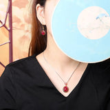 Vintage Enamel Clouds Pendant Natural Carnelian Oval Necklace