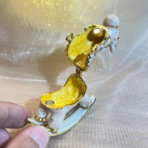 Vintage Enameled Horse Trinket Box for Earrings