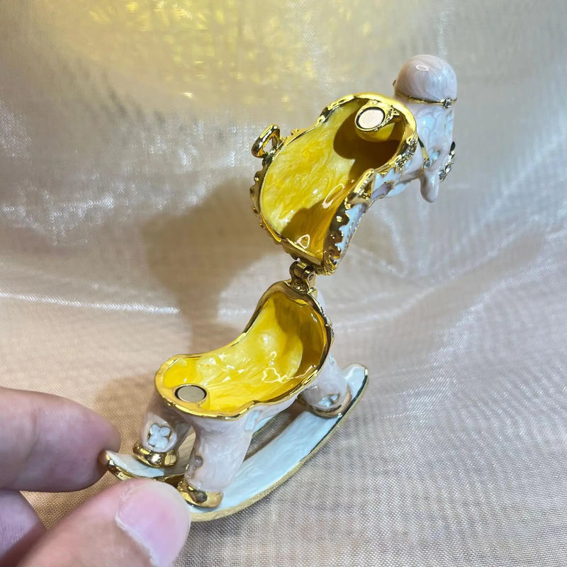 Vintage Enameled Horse Trinket Box for Earrings