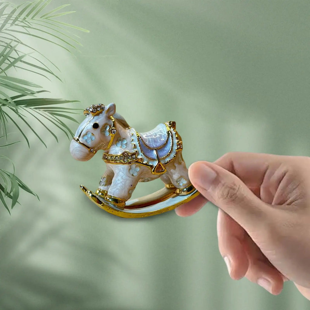 Vintage Enameled Horse Trinket Box for Earrings