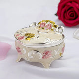 Vintage Heart-shaped Trinket Box with Red Flower