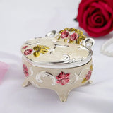 Vintage Heart-shaped Trinket Box with Red Flower