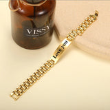 Vintage Engraving ID Name Bracelets Stainless Steel Customed Letter Watch