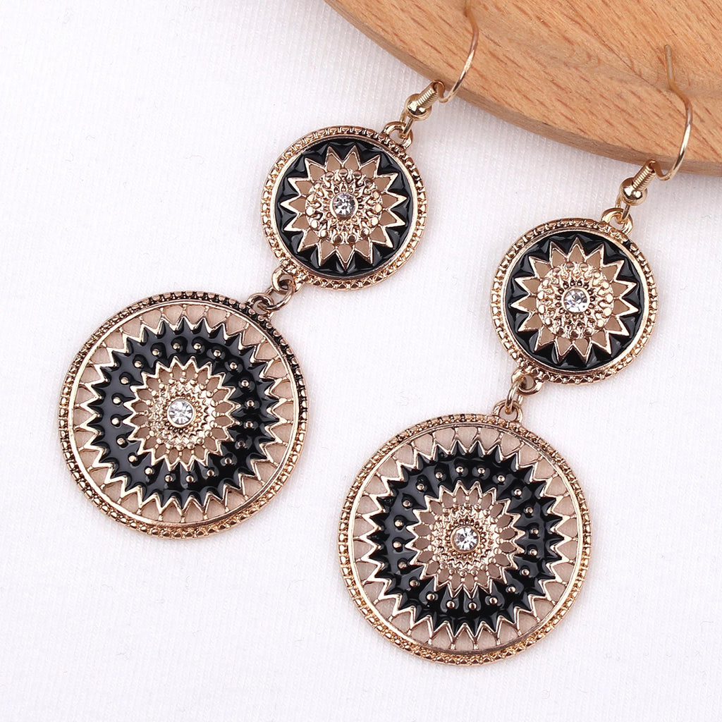 Bohemian Drop Dangle Earrings Wood Beads Geometric Leaf Round Boho