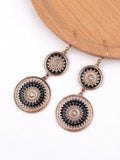 Bohemian Drop Dangle Earrings Wood Beads Geometric Leaf Round Boho