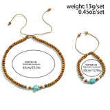 Ethnic Brown Wood Beads Clavicle Necklace with Turtle Pendant