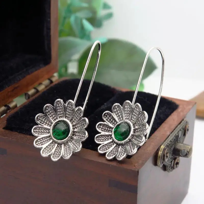 Vintage Ethnic Flower Drop Hanging Earring for Women Trend
