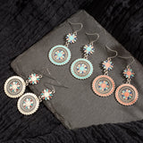 Vintage Ethnic Flower Oil Drop Dangle Hanging Earrings for Women