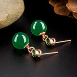 Vintage Ethnic Green Agate Drop Earrings for Women