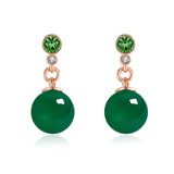 Vintage Ethnic Green Agate Drop Earrings for Women