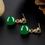 Vintage Ethnic Green Agate Drop Earrings for Women