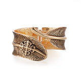Vintage Ethnic Leaf Shape Open Bracelet Women's Retro Metal Rock Party Jewelry