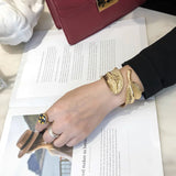Vintage Ethnic Leaf Shape Open Bracelet Women's Retro Metal Rock Party Jewelry