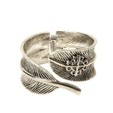 Vintage Ethnic Leaf Shape Open Bracelet Women's Retro Metal Rock Party Jewelry