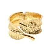 Vintage Ethnic Leaf Shape Open Bracelet Women's Retro Metal Rock Party Jewelry