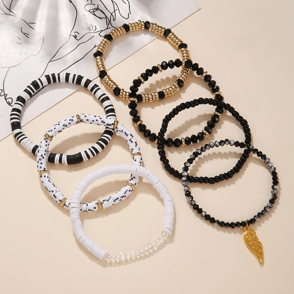 Vintage Ethnic Wing Pendant Bracelet Set Women Holiday Beach Charm Bracelet