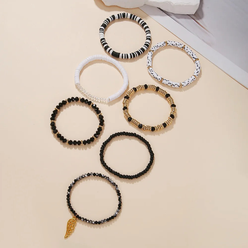 Vintage Ethnic Wing Pendant Bracelet Set Women Holiday Beach Charm Bracelet