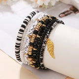 Vintage Ethnic Wing Pendant Bracelet Set Women Holiday Beach Charm Bracelet