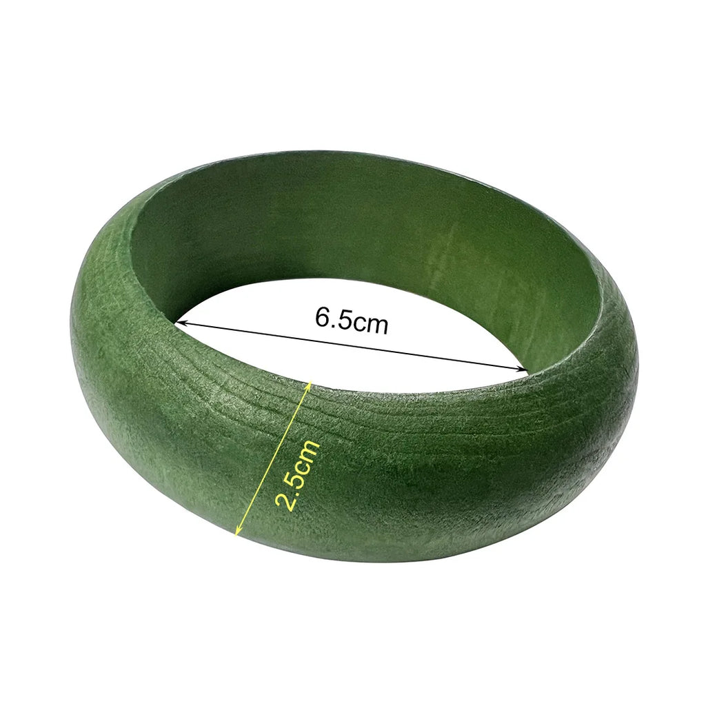 Vintage Ethnic Wooden Bangles Wide Bracelet Jewelry Gift