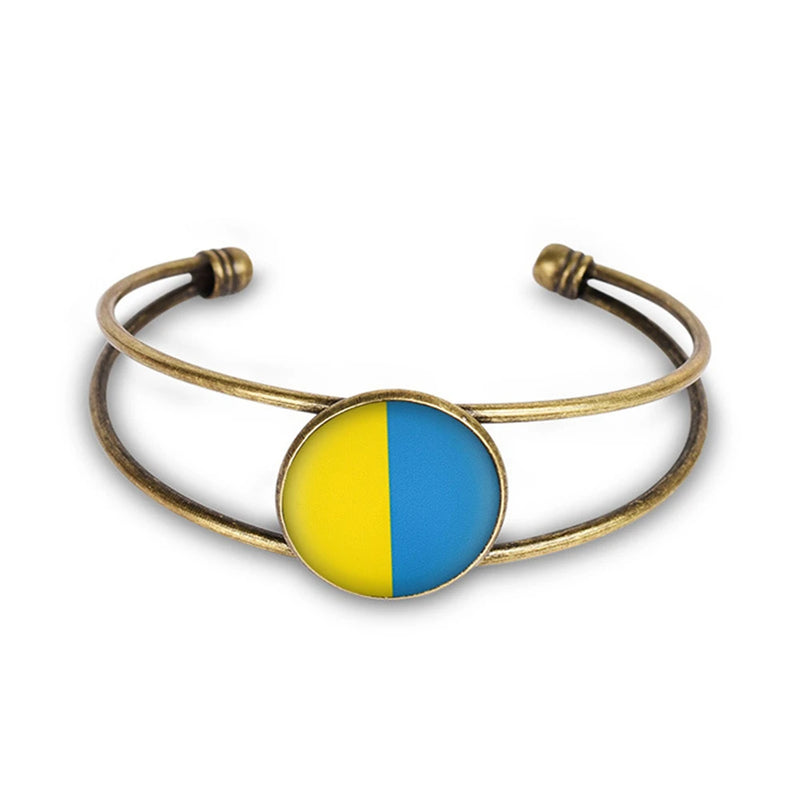 Vintage Europe Flag Open Cuff Bracelet Copper Bangle