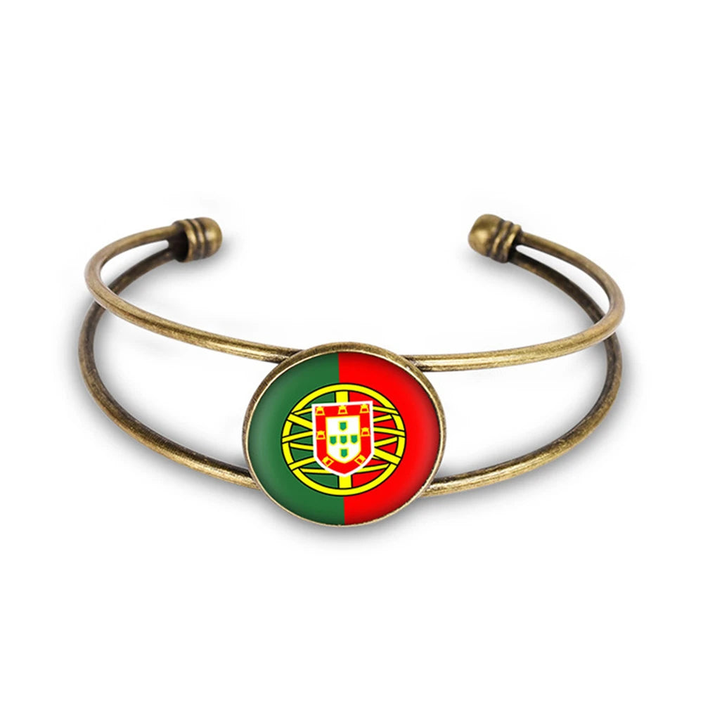 Vintage Europe Flag Open Cuff Bracelet Copper Bangle