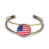 Vintage Europe Flag Open Cuff Bracelet Copper Bangle