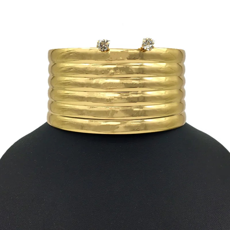 Vintage Europe Metal Collar Choker Necklace Punk Wide Alloy Collars