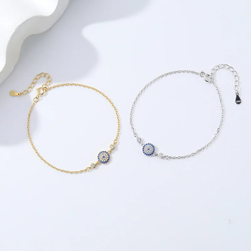 Vintage Evil Eye Bracelet 925 Sterling Silver Adjustable Stone Size