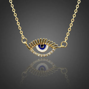 Vintage Evil Eye Necklace Turkey Jewelry Rhinestones Fatima