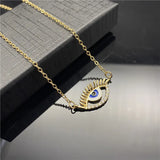 Vintage Evil Eye Necklace Turkey Jewelry Rhinestones Fatima