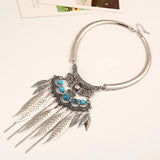 Vintage Metal Leaf Tassel Necklaces Boho Ethnic Choker