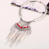 Vintage Metal Leaf Tassel Necklaces Boho Ethnic Choker