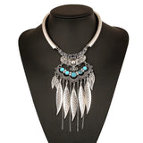 Vintage Metal Leaf Tassel Necklaces Boho Ethnic Choker