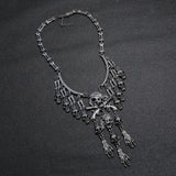 Vintage Skull Tassel Necklace Retro Gothic Chain Women Jewelry Halloween Cosplay