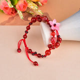 Vintage Acetic Acid Flower Charm Bracelets Superior Red Agates Garnet Strand Bra