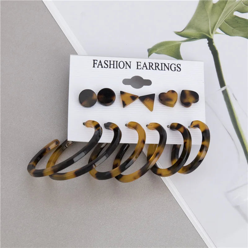 Vintage Leopard Hoop Earrings Bohemian Circle Tortoiseshell Female Wedding