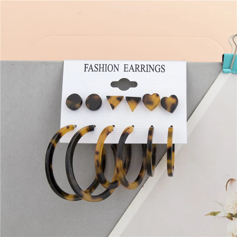 Vintage Leopard Hoop Earrings Bohemian Circle Tortoiseshell Female Wedding