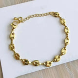 Vintage Heart Oval Evil Eyes Bracelet - Copper Beads Jewelry Gift
