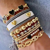 Vintage Heart Oval Evil Eyes Bracelet - Copper Beads Jewelry Gift
