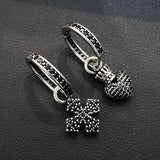 Vintage Stone Hoop Earrings Cross Heart Pendant Jewelry