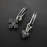Vintage Stone Hoop Earrings Cross Heart Pendant Jewelry