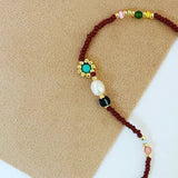 Bohemian Women's Bracelet Gold-color Rice Bead Small Flower Beaded Chain